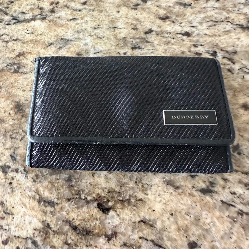 Burberry Black Key Card Holder with Textured Design